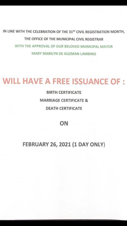 Libreng Birth, Marriage, at Death Certificates ilulunsad ng Mangaldan Civil Registrar’s Office